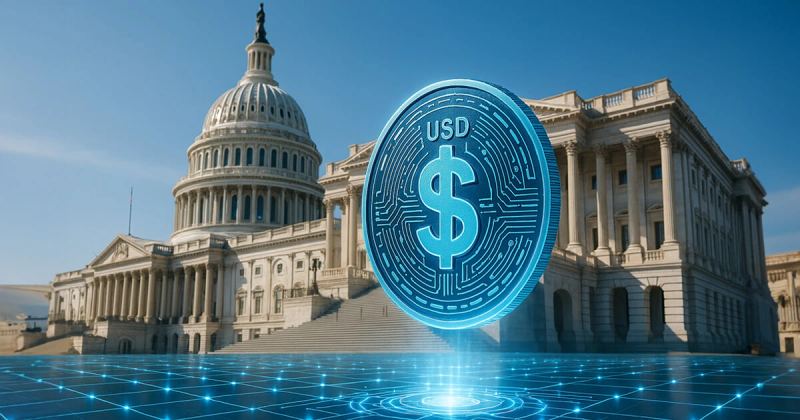 Editorial illustration showing digital payment networks connecting physical bank branches, transit cards, and blockchain settlement nodes