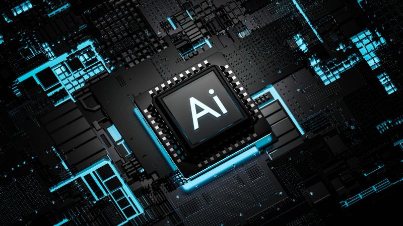 Editorial image of smartphone chips and affordable mobile devices emphasizing AI features moving into mainstream hardware.