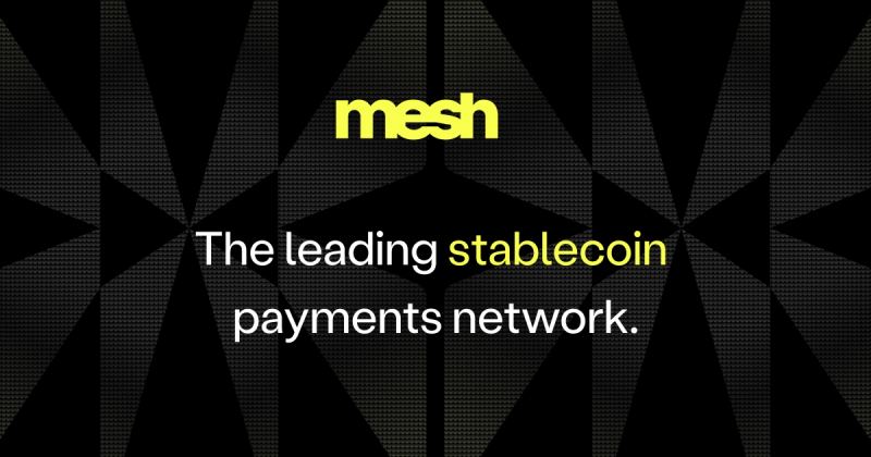 Mesh promotional image for stablecoin payment settlement infrastructure.