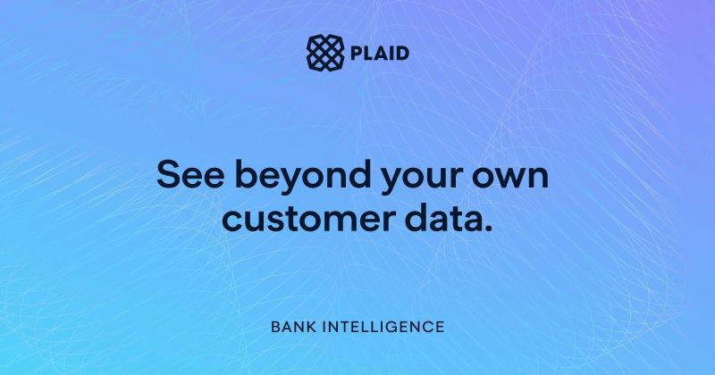 Plaid product banner representing bank intelligence, fraud insights, and financial data analysis.