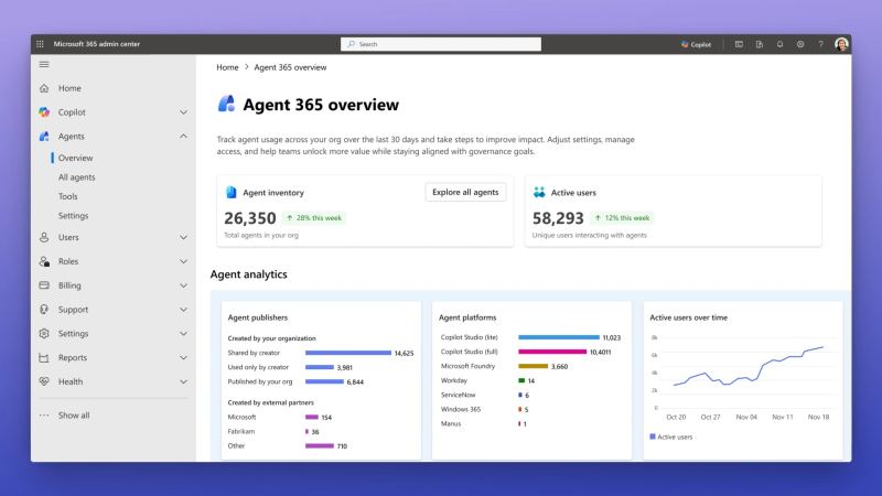 Microsoft Agent 365 enterprise control plane visual.