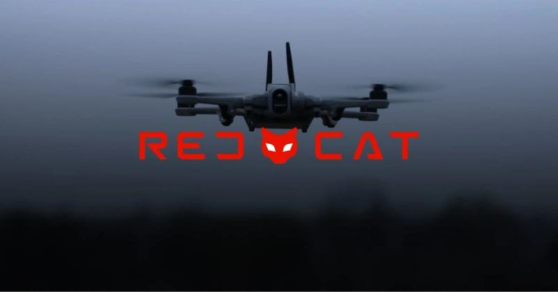 Red Cat and Quaze visual representing wireless power for drones and autonomous systems.