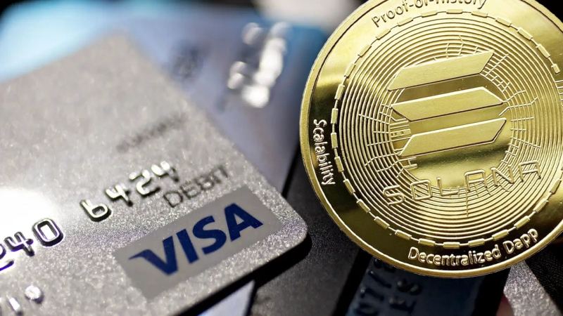 Visa stablecoin network artwork showing multi-chain settlement infrastructure.