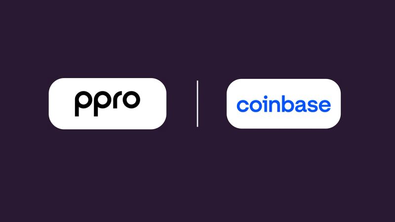 Merchant payments visual for the Coinbase and PPRO stablecoin partnership.