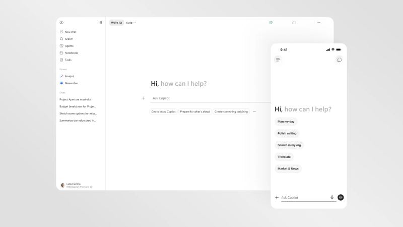 Microsoft 365 Copilot redesign visual representing workflow-native enterprise AI surfaces.