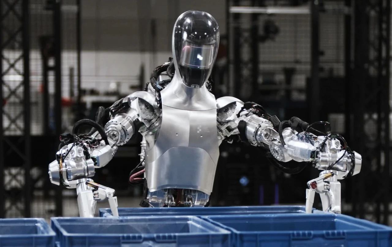Humanoid robot fleet and production-line visual