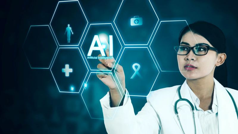 Genomic data and clinical notes being reviewed with an AI-assisted workflow