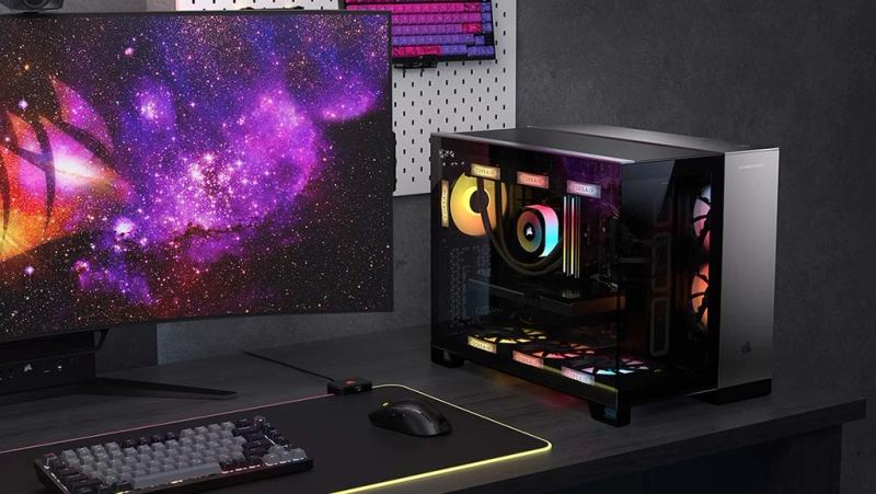 Illustration representing a compact AI-focused PC built for local agent workloads