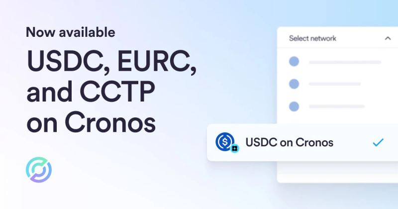 Circle announcement artwork for USDC, EURC, and CCTP on Cronos