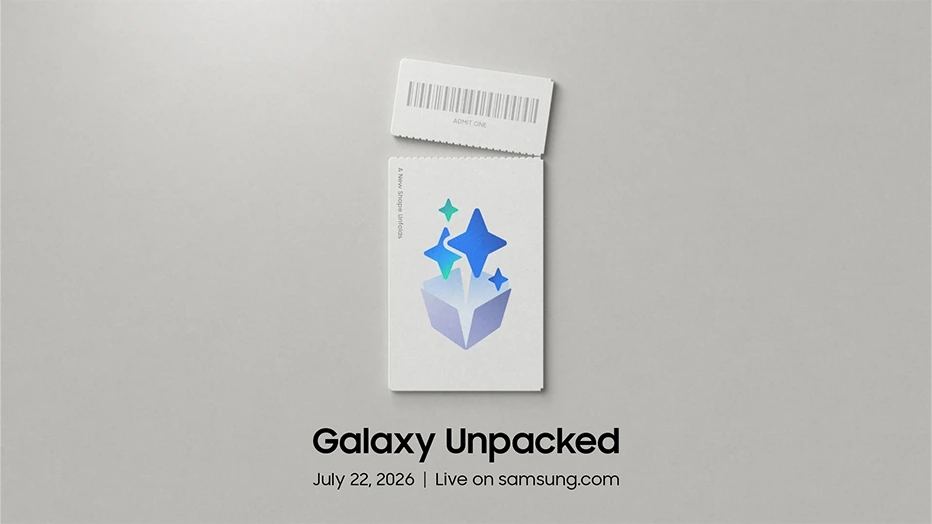 Samsung Galaxy Unpacked July 2026 invitation image promoting new foldable Galaxy AI devices
