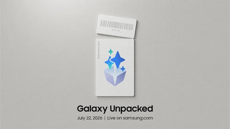 Samsung Galaxy Unpacked July 2026 invitation image promoting new foldable Galaxy AI devices
