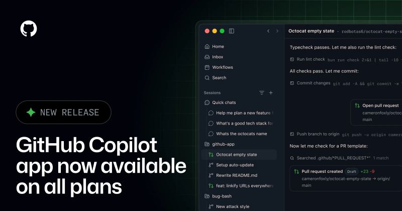 GitHub Copilot desktop app running an agent session