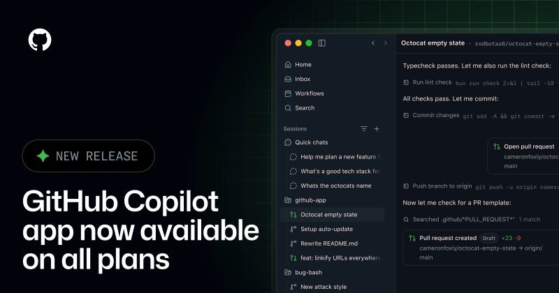 GitHub Copilot-Desktop-App, die eine Agentensitzung ausführt