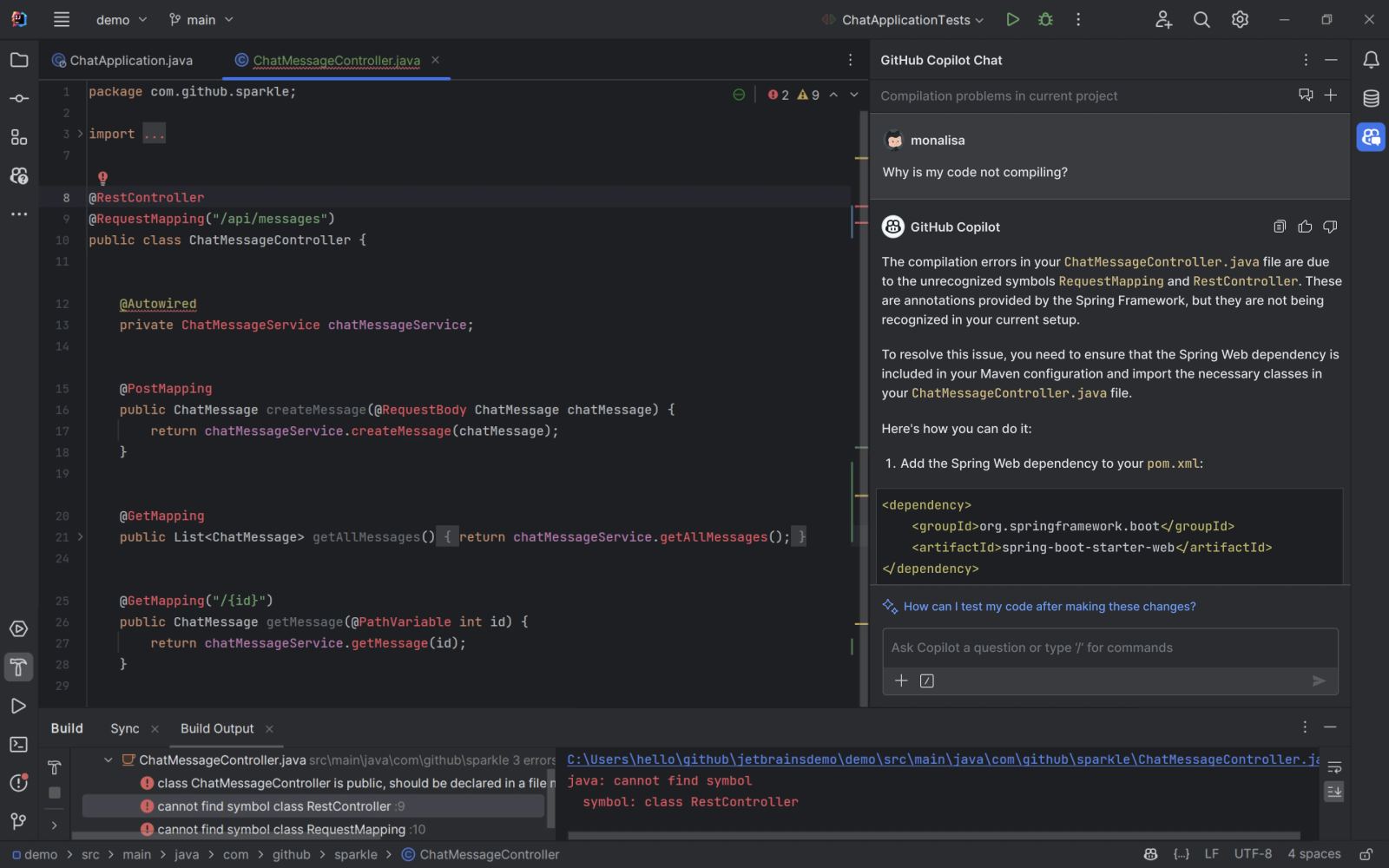Developer tools artwork showing GitHub Copilot inside IDE workflows with trust, policy and usage controls.