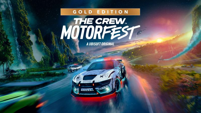 Rennspiel-Artwork, das zeigt, wie The Crew Motorfest auf Nintendo Switch 2 mit plattformübergreifendem Spielstil erweitert wird.
