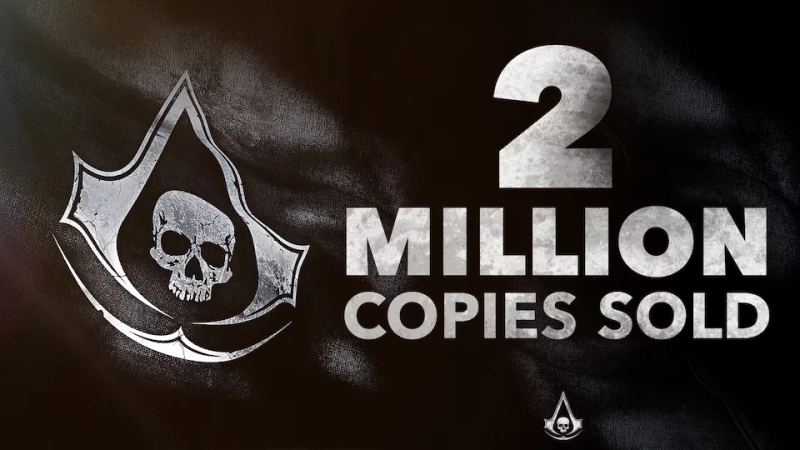 Assassin's Creed Black Flag Resynchronisierte Werbekunst zur Kennzeichnung von 2 Millionen verkauften Exemplaren nach der Veröffentlichung.