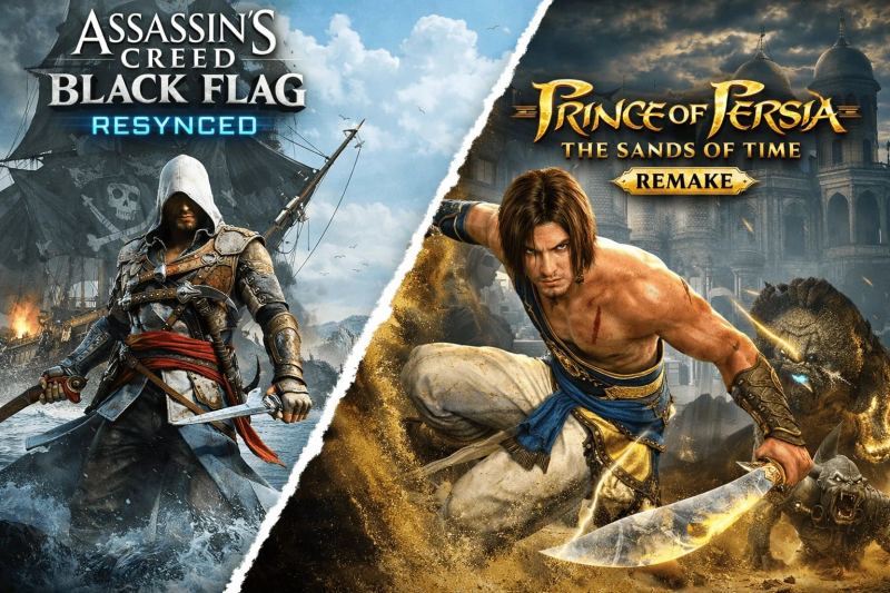 Assassin's Creed Black Flag Resynced-Verkaufsmeilensteinkonzept, das zeigt, wie ein Premium-Remaster zu einem großen Launch-Event wird.