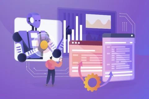 A person working with an AI interface, data visualizations, and code.