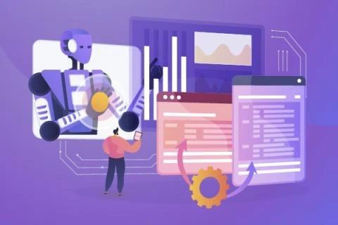 Человек работает с интерфейсом ИИ, визуализацией данных и кодом.