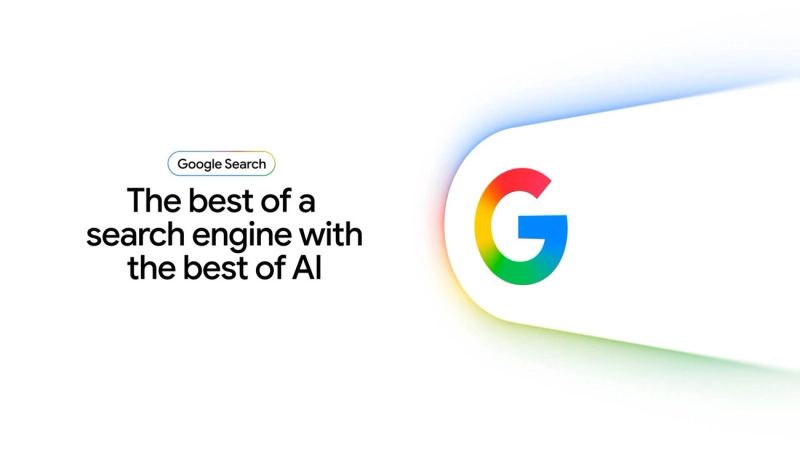 Google Search interface represented as an AI-powered information workspace.