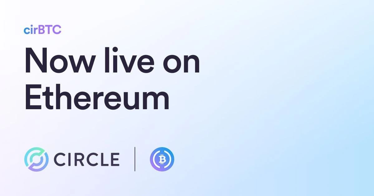 Circle cirBTC wrapped bitcoin token artwork for Ethereum finance.
