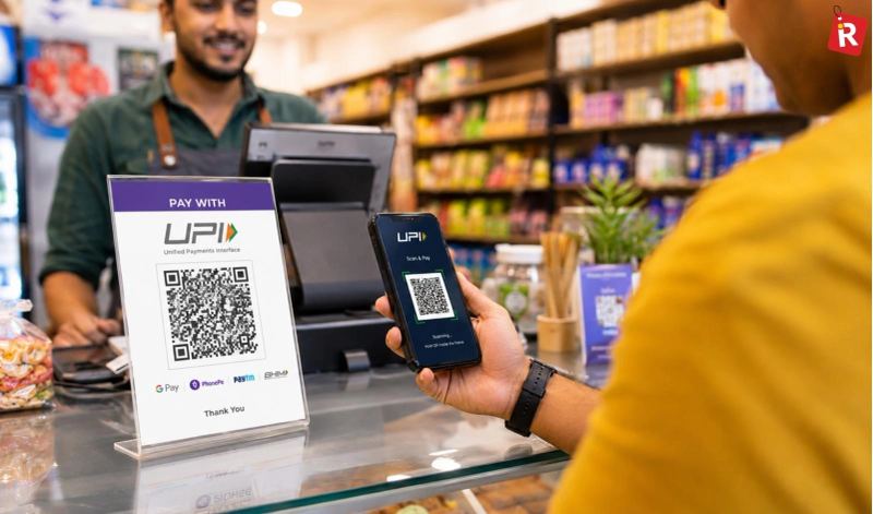 A mobile instant-payment transaction representing India's UPI network and merchant payments.