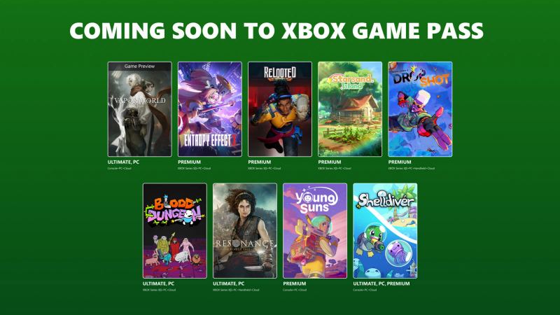 Xbox Game Pass coming-soon graphic showing late-August lineup.
