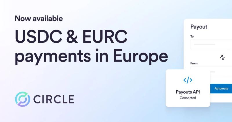 Editorial image from Circle showing stablecoin payout and European settlement themes