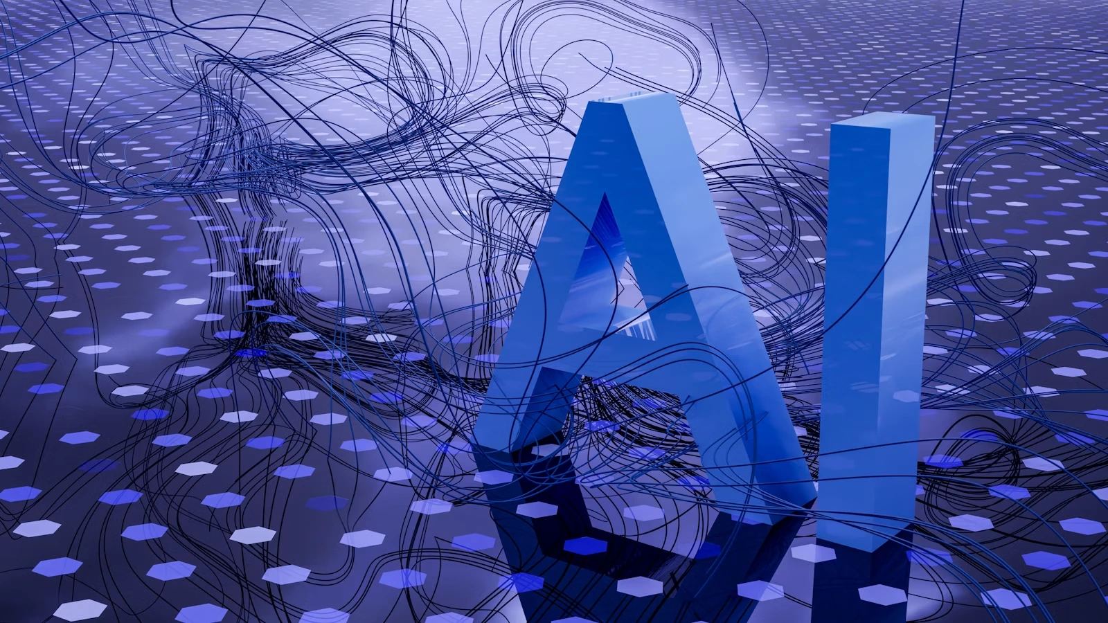 Abstract blue artificial intelligence network