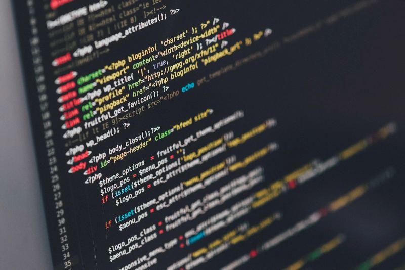 Code editor on a monitor