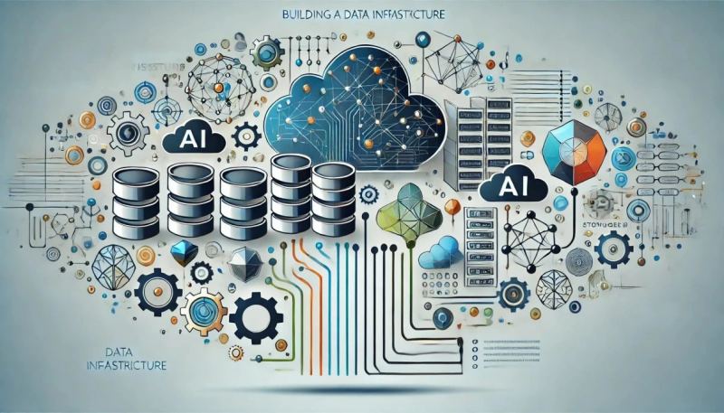 Abstract digital visualization representing artificial intelligence integration into enterprise server racks, with glowing neural network patterns overlaying hardware components.