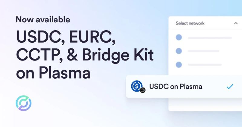 Circle's official launch visual for USDC, EURC, CCTP and Bridge Kit on Plasma.