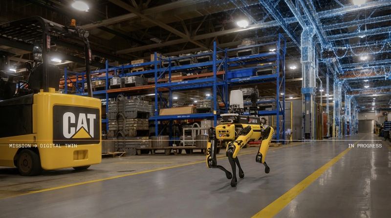 Caterpillar and FieldAI autonomous industrial robotics on heavy manufacturing jobsite