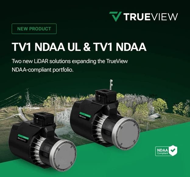 GeoCue TrueView TV1 NDAA drone lidar mapping sensor mounted on aerial drone hero