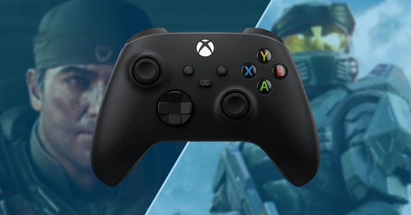 Xbox wireless controller resting before console titles representing Game Pass Ultimate cloud gaming