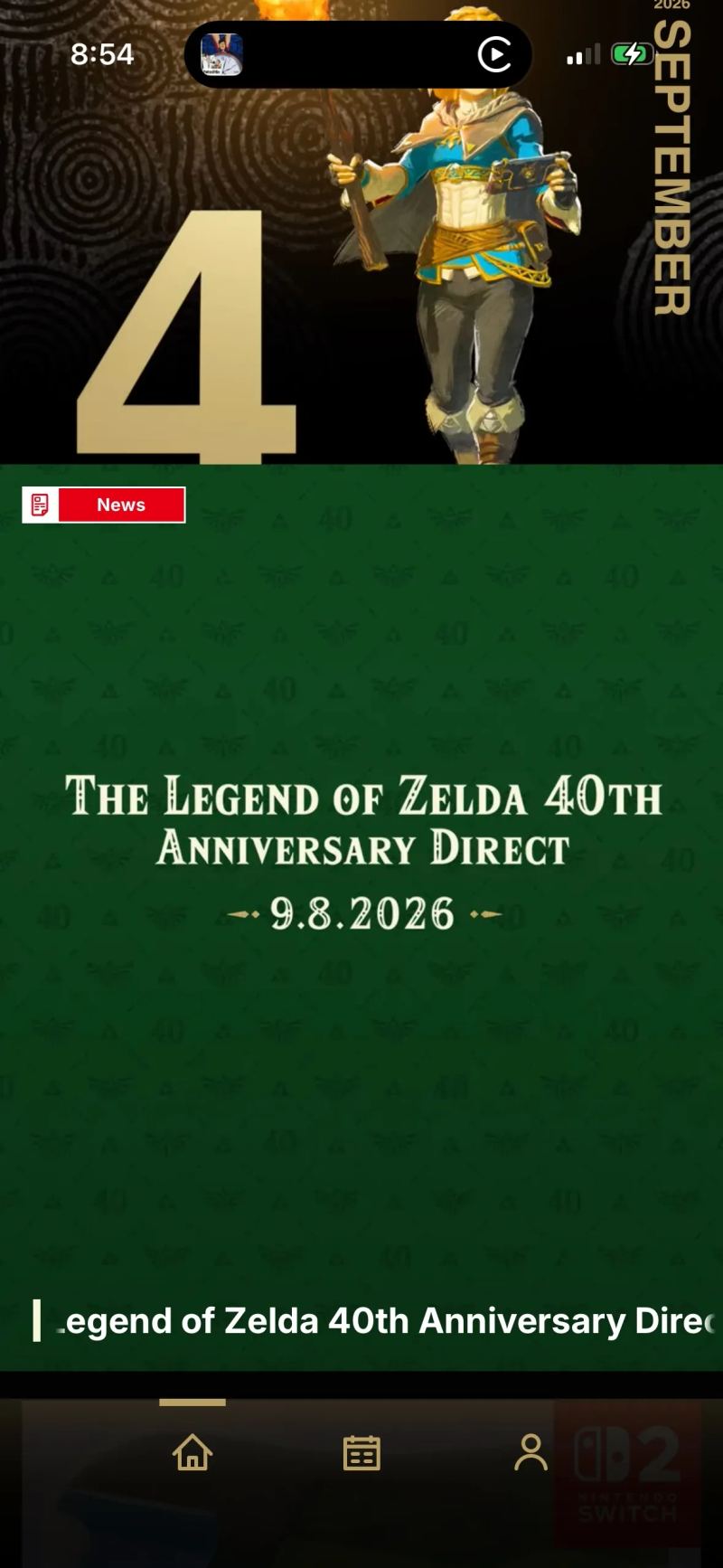 Promotional broadcast graphics for the official The Legend of Zelda 40th Anniversary Nintendo Direct presentation.