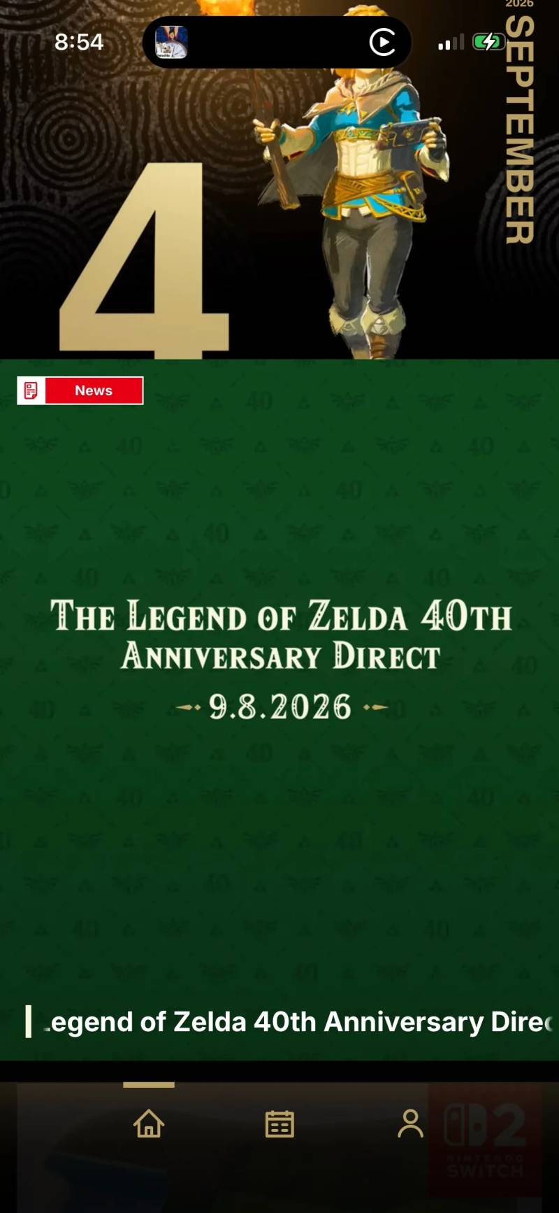 Offizielle Ankündigungsgrafik des Nintendo Direct zum 40. Jubiläum von The Legend of Zelda.