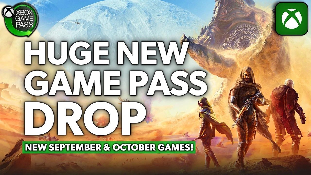 Cinematic montage presenting upcoming Xbox Game Pass Wave 2 titles, gameplay footage, and service tier availability
