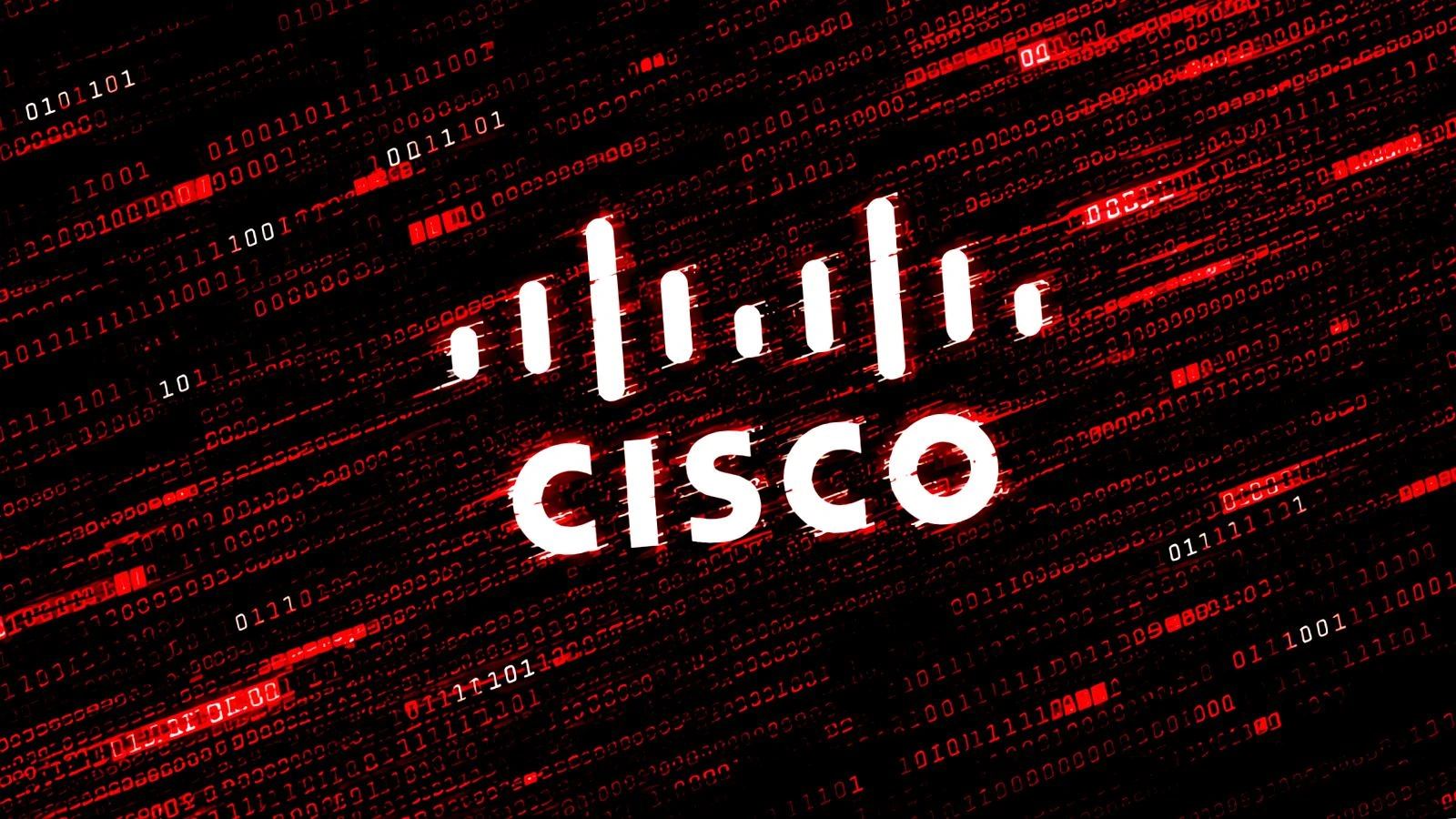 Cisco corporate logo and network infrastructure hardware equipment.