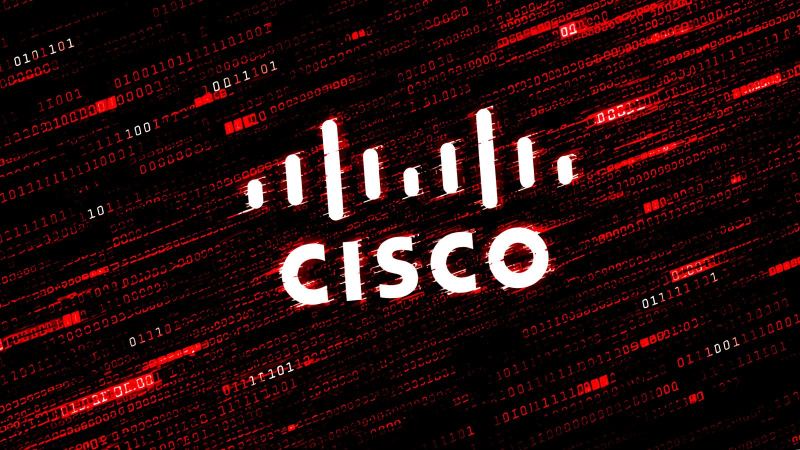 Cisco corporate logo and network infrastructure hardware equipment.