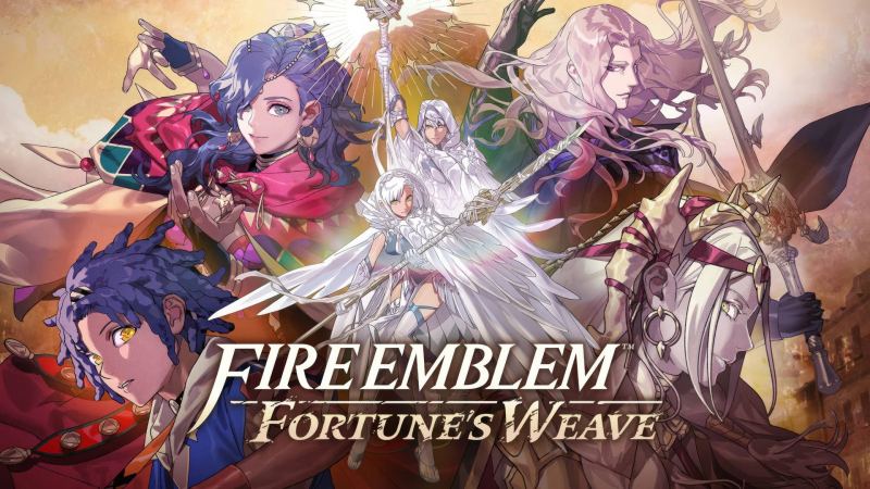 Fire Emblem Fortunes Weave central characters and tactical key art illustration.