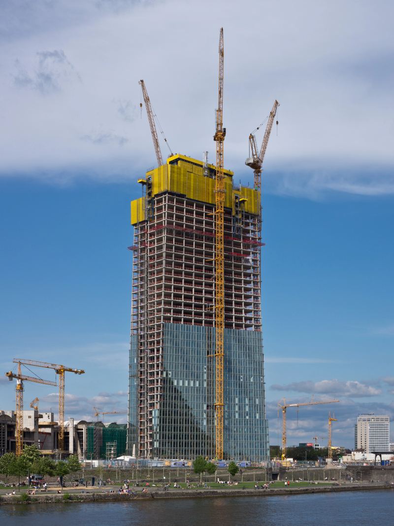 The European Central Bank headquarters skyscraper in Frankfurt, setting monetary policy and financial market infrastructure across Europe.
