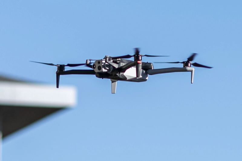 Skydio autonomous drone flying on an automated aerial inspection mission