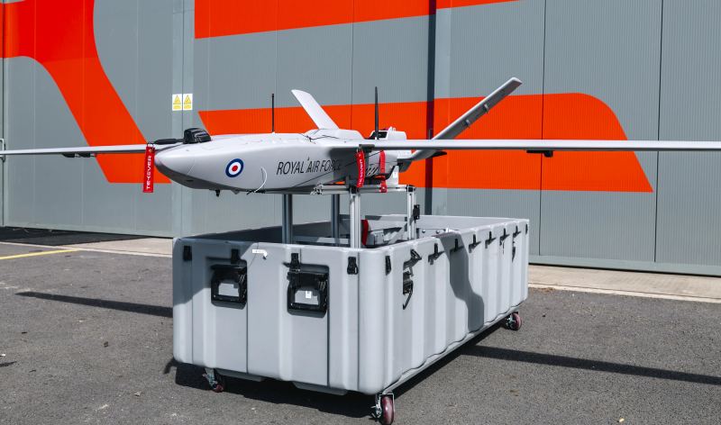 TEKEVER AR3 autonomous surveillance unmanned aerial vehicle in flight configuration during defense reconnaissance trials