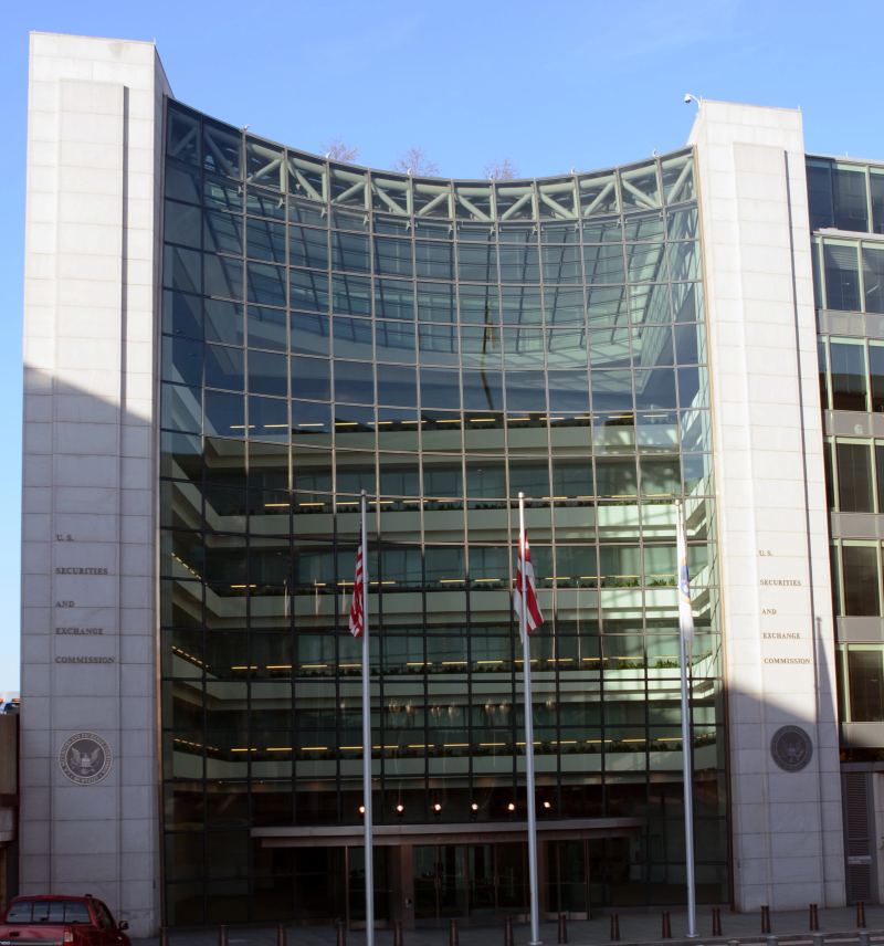 United States Securities and Exchange Commission headquarters in Washington DC regulating securities markets and tokenized assets