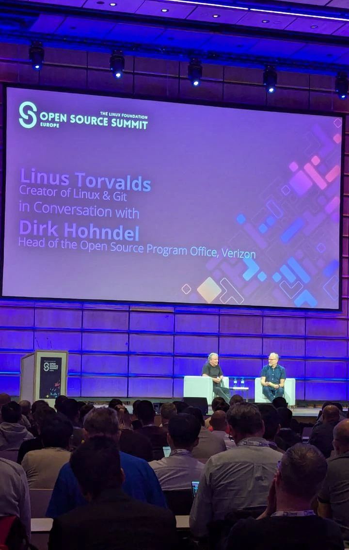Linus Torvalds, creator of Git and Linux, discussing version control architectures and open-source maintenance workflows