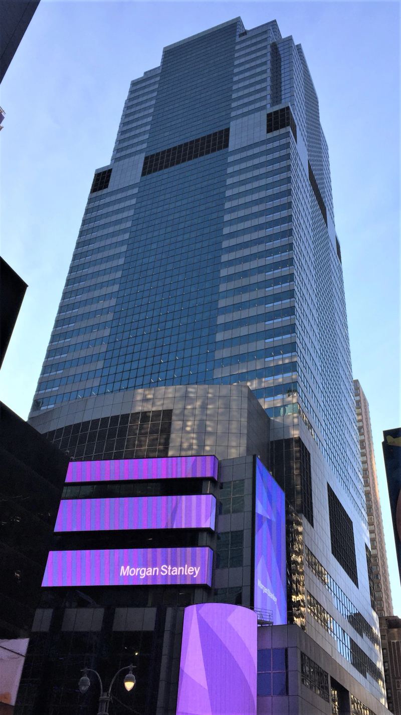Morgan Stanley corporate headquarters at 1585 Broadway in New York City housing institutional digital asset engineering teams