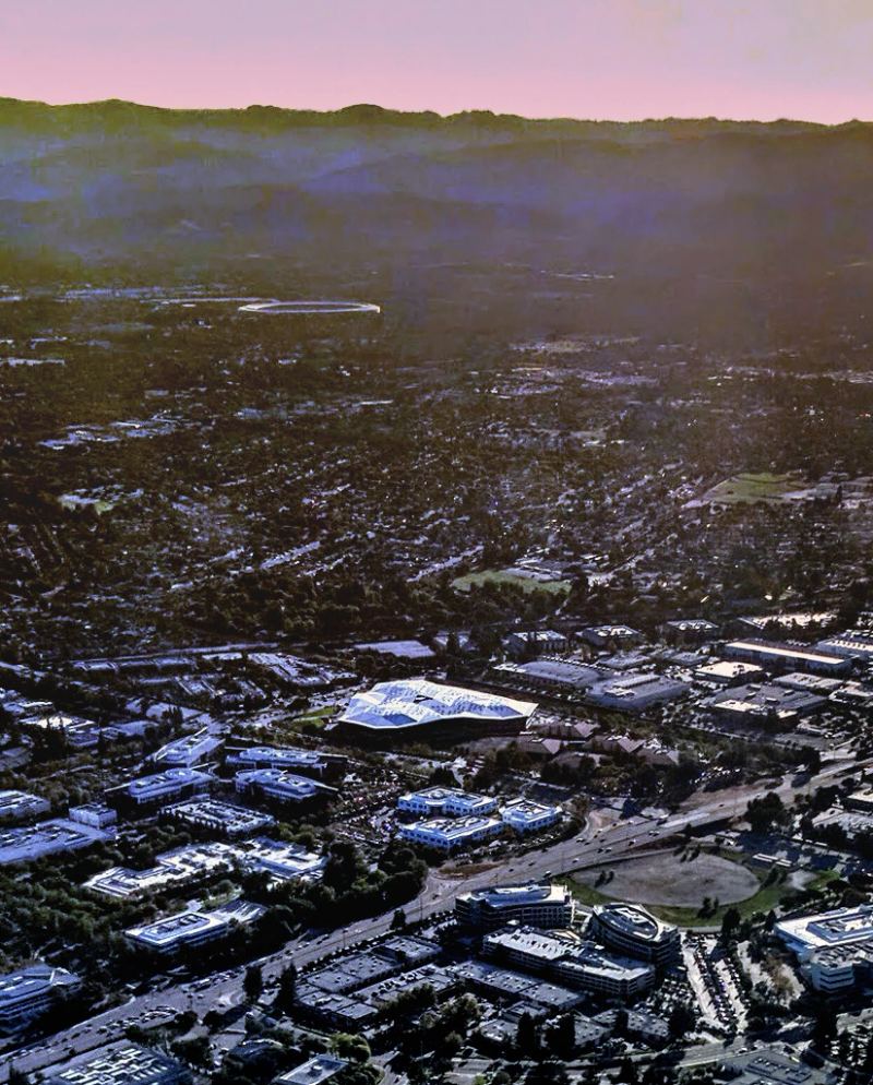 Aerial perspective of the Nvidia corporate campus headquarters in Santa Clara California where enterprise safety platforms are architected
