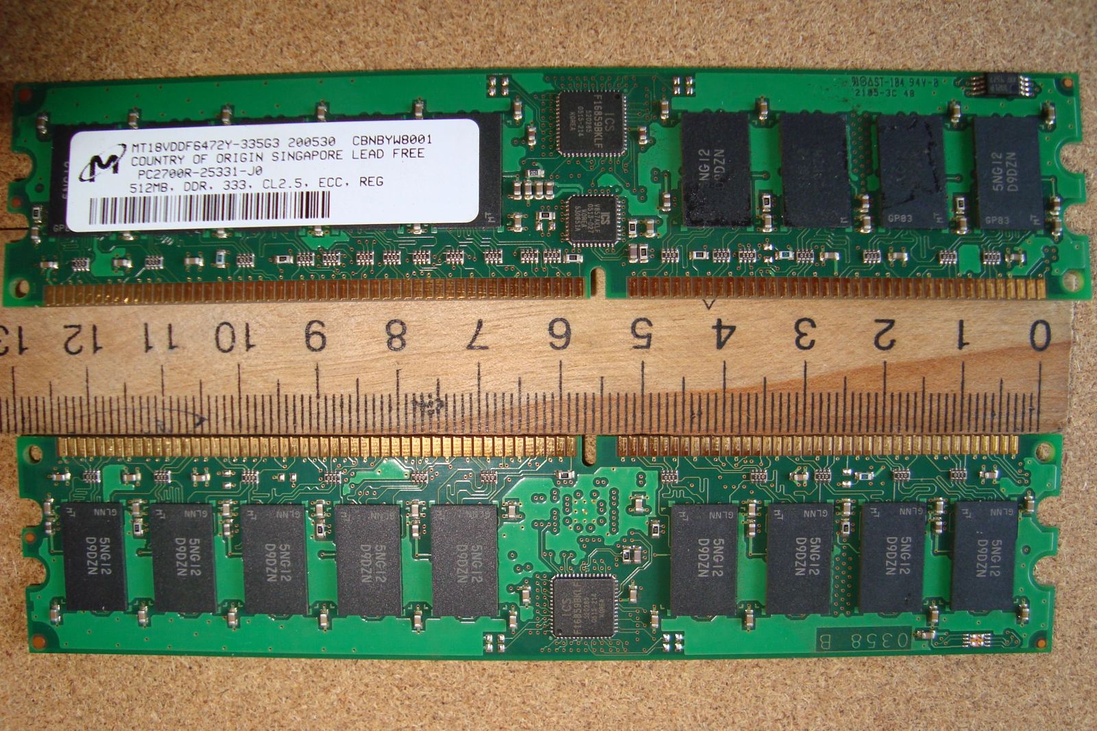 Micron registered memory module showcasing high-reliability computing hardware