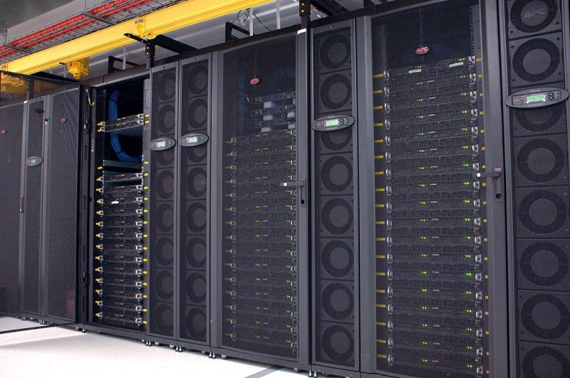 High-density GPU supercomputing cluster racks deployed in an enterprise data center for foundation model pretraining